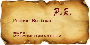 Priher Relinda névjegykártya